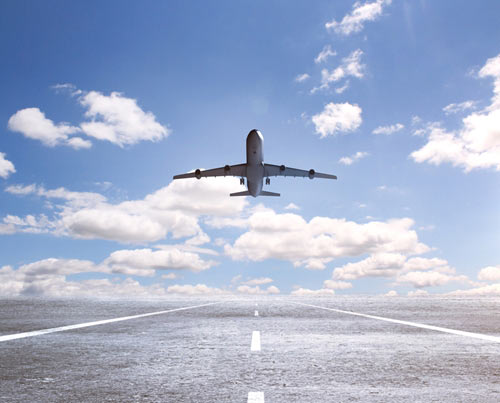 Airliner taking off from runway
